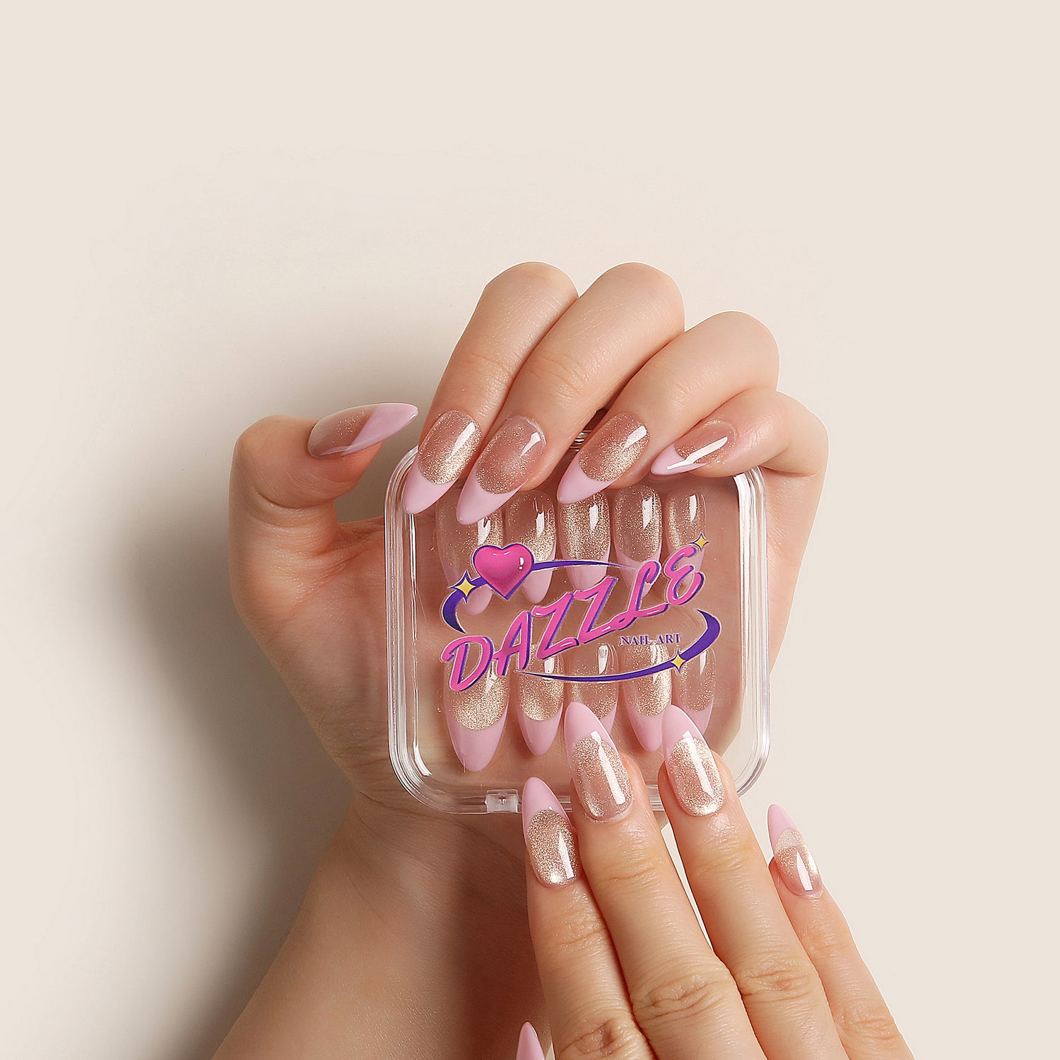 Pink French Tip with Cat Eye